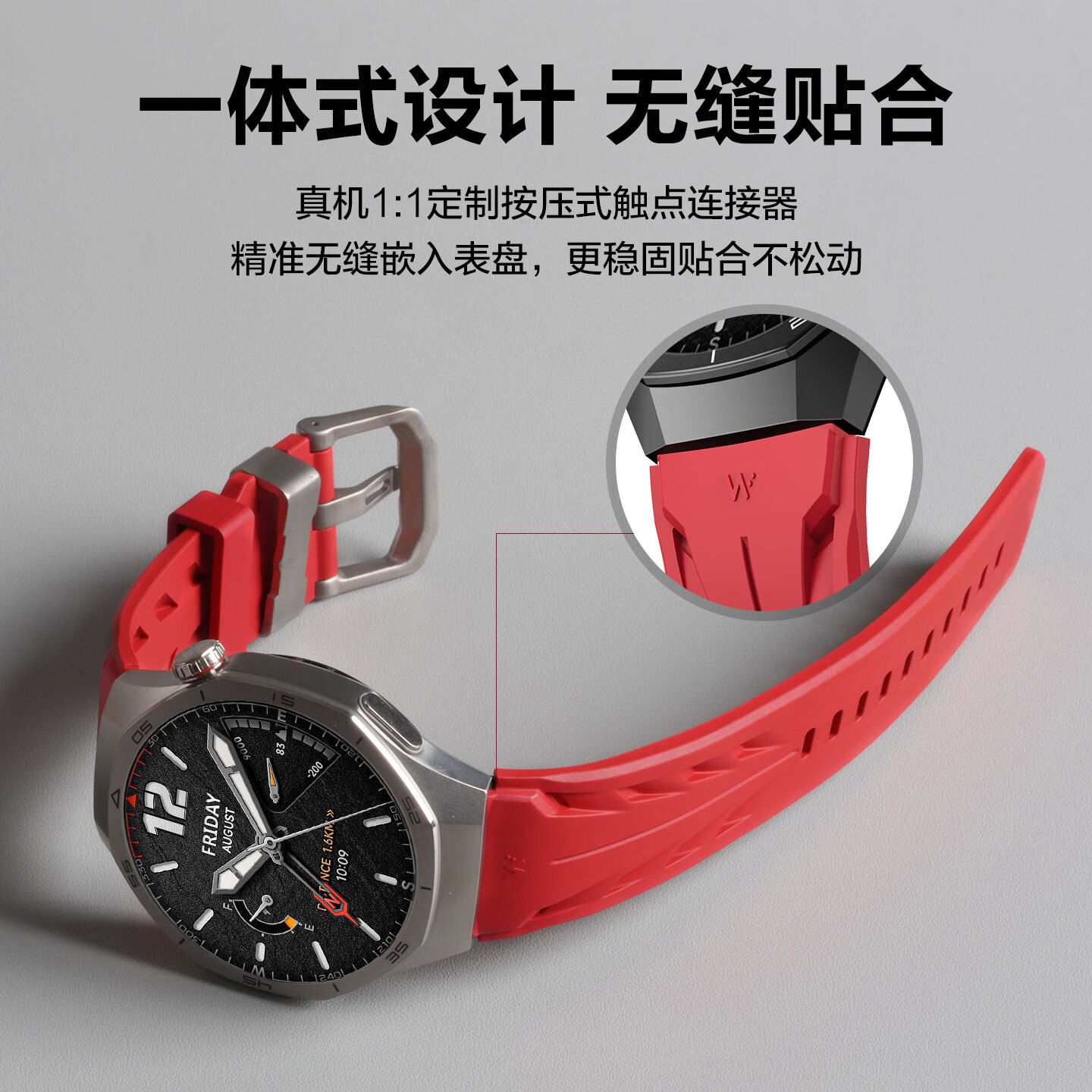 watchbond适用小米watch5手表表带s5/s4sport氟橡胶钛合金扣表带s3智能2运动s1pro男士款color2夏季透气腕带 FKM氟橡胶-康赛款-钛合金扣-曜石黑 适用小米手表Watch5/S4/3/2/1/Pro