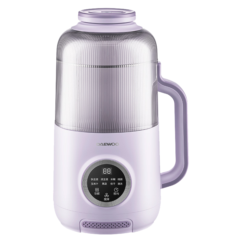 大宇（DAEWOO）轻音破壁机家用豆浆机 3-4人大容量全自动智能五谷杂粮免泡免滤辅食机料理机SM07紫色