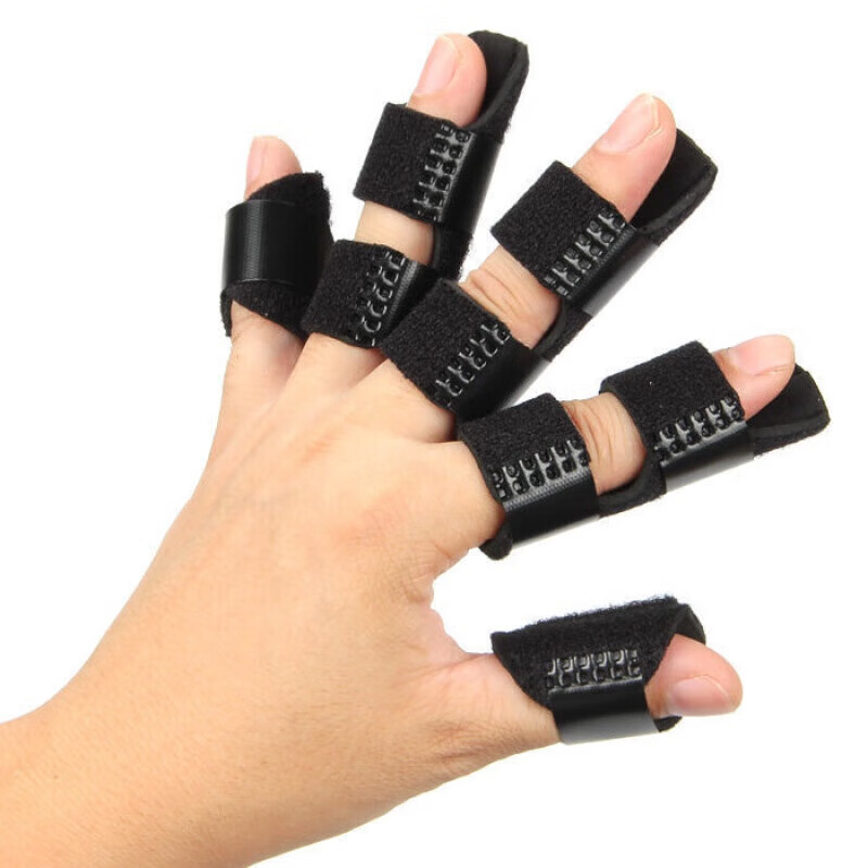 通用腱鞘炎手指肌腱损伤固定夹板指套固定器弯曲伸直康复支具护套器 黑色双带(食指一只装)