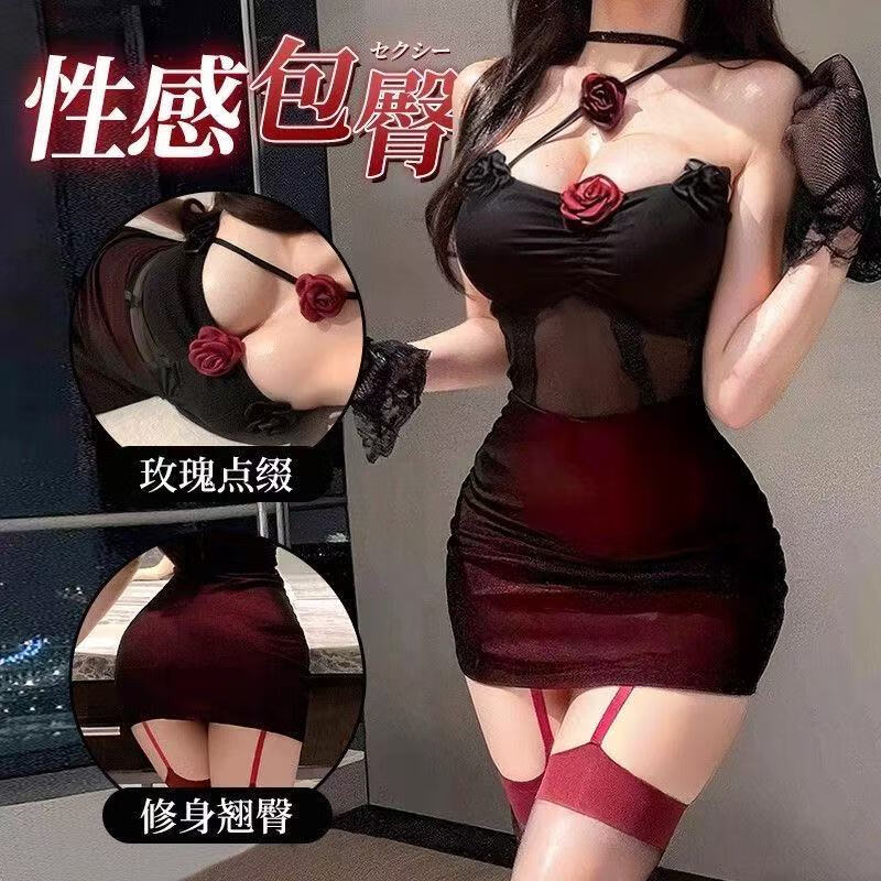 洁丝恋25新款纯欲情趣内衣 包臀裙性感睡衣 高档夫妻刺激制服旗袍套装女 酒红【包臀胸垫裙】 均码