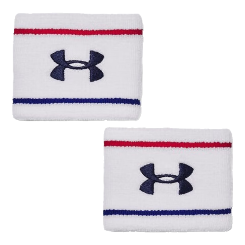 安德玛（UNDERARMOUR）UA秋冬Performance男女同款条纹训练运动腕带-2条装1373119 白色100 均码