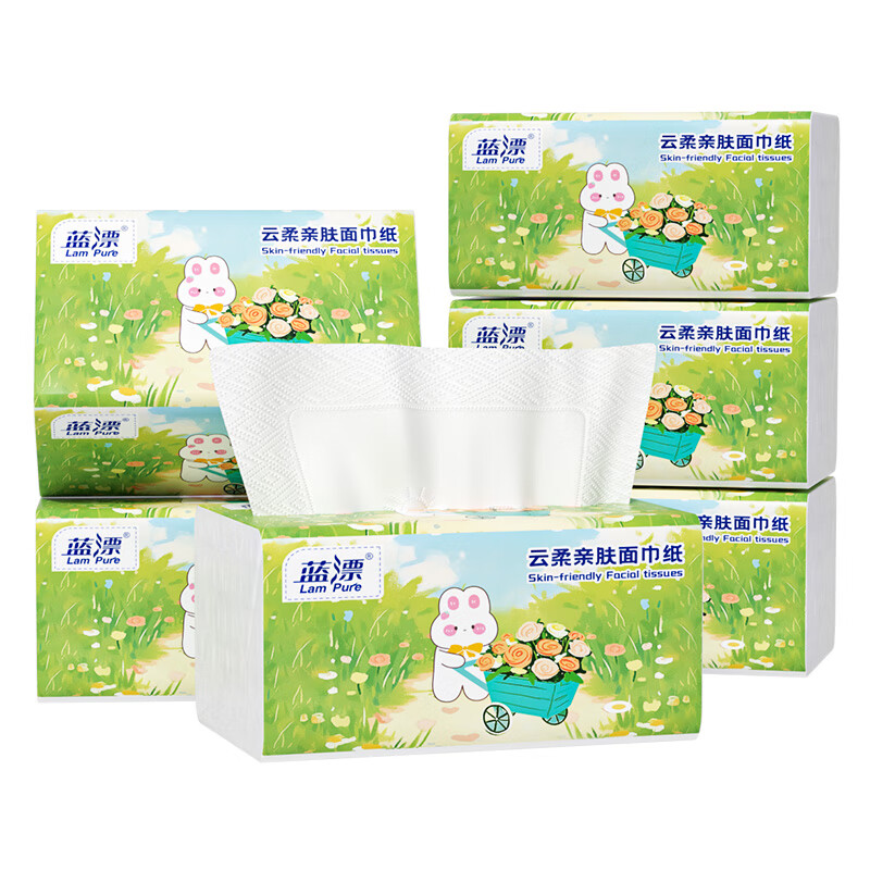 蓝漂大包抽纸纸巾大尺寸餐巾纸面巾纸家用卫生纸原木纸抽纸-yxl 5层 480张*18包 【囤货装】