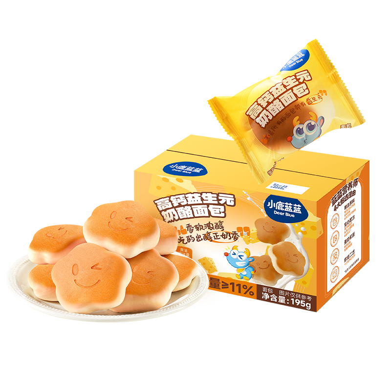 小鹿蓝蓝宝宝早餐面包宝宝零食高钙益生元奶酪面包儿童糕点195g