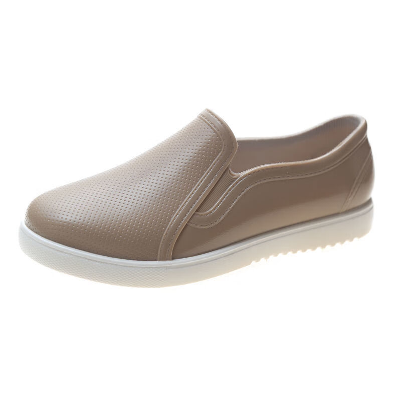 韩琳奴新款正品巨力防滑防水雨鞋女士成人水鞋短筒厨房防油工作胶鞋雨靴 【巨力正品-防滑防臭】卡其色 40