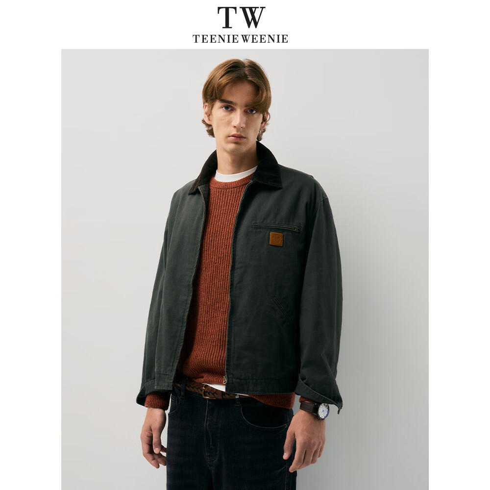 Teenie Weenie小熊男装秋冬款夹克男复古美式质感做旧宽松挺阔骨感休闲夹克外套 军绿色 L