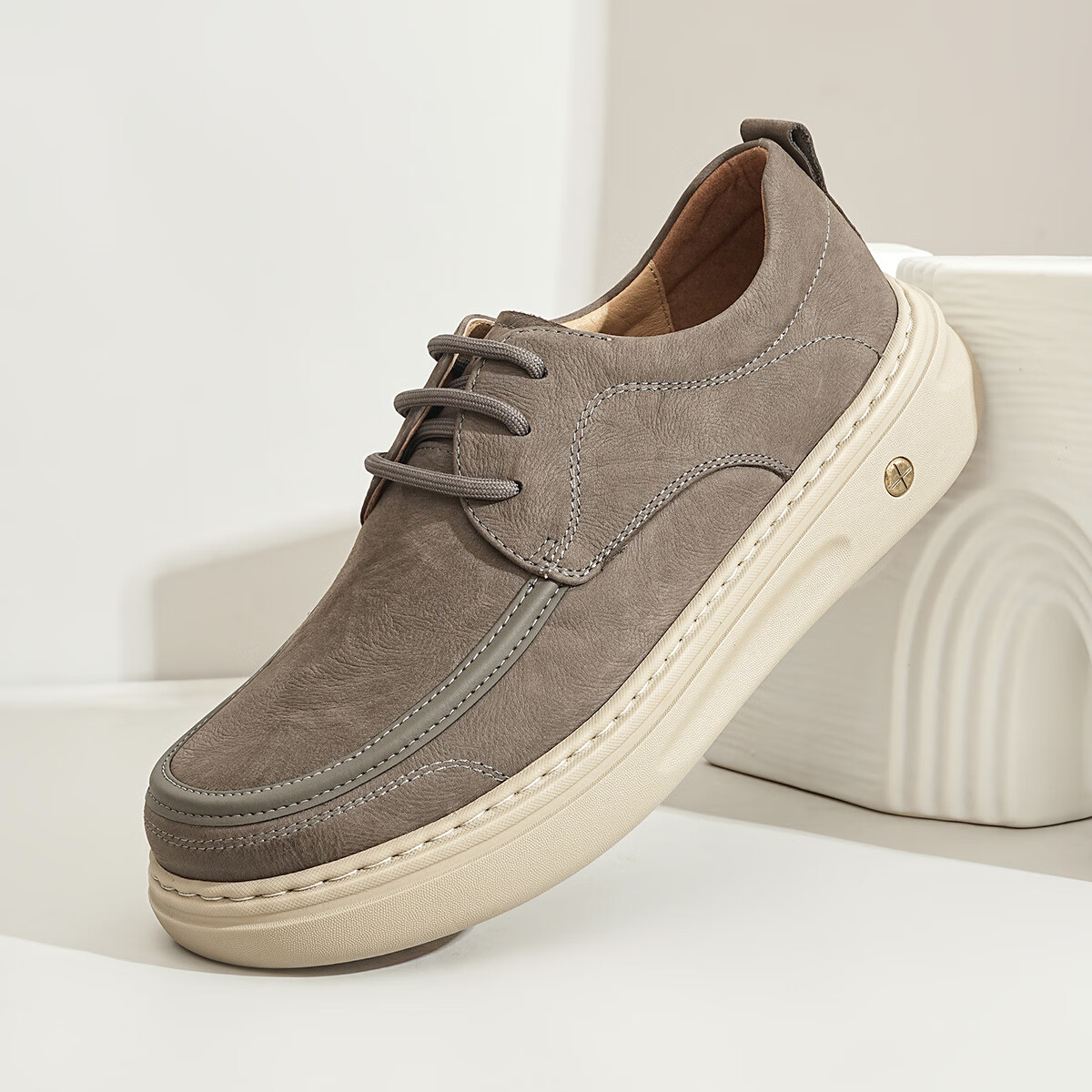 星期六男鞋头层牛皮时尚布鞋舒适百搭工装鞋复古风休闲鞋套脚帆布鞋子男