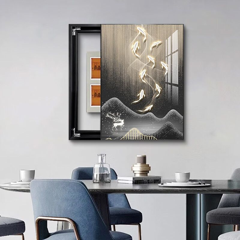 MPPMCK现代轻奢电表箱装饰画高级感弱电箱画竖款挂画推拉玄关立体大气SN