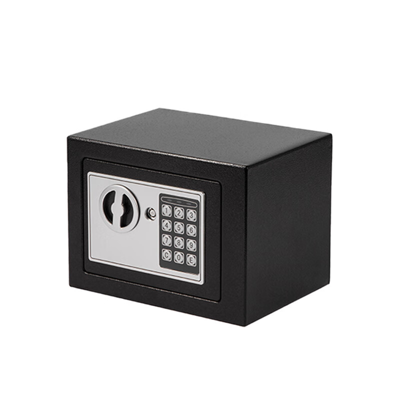 保险箱全钢防盗柜保险柜公司财务防盗密码钥匙锁小中大金属收纳箱 【钥匙密码锁】黑色20ES[20*31*20cm]