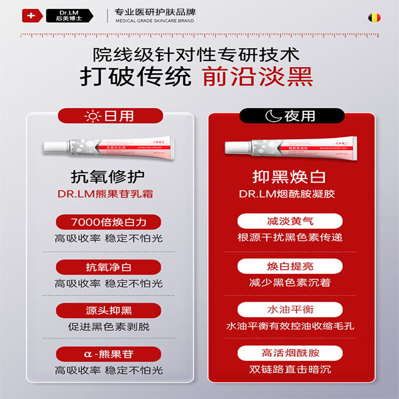 后美博士烟酰胺凝胶熊果苷乳膏复方非医用正品去黄提亮补水保湿男女可用 120g【2套】烟酰胺×2+熊果苷×2