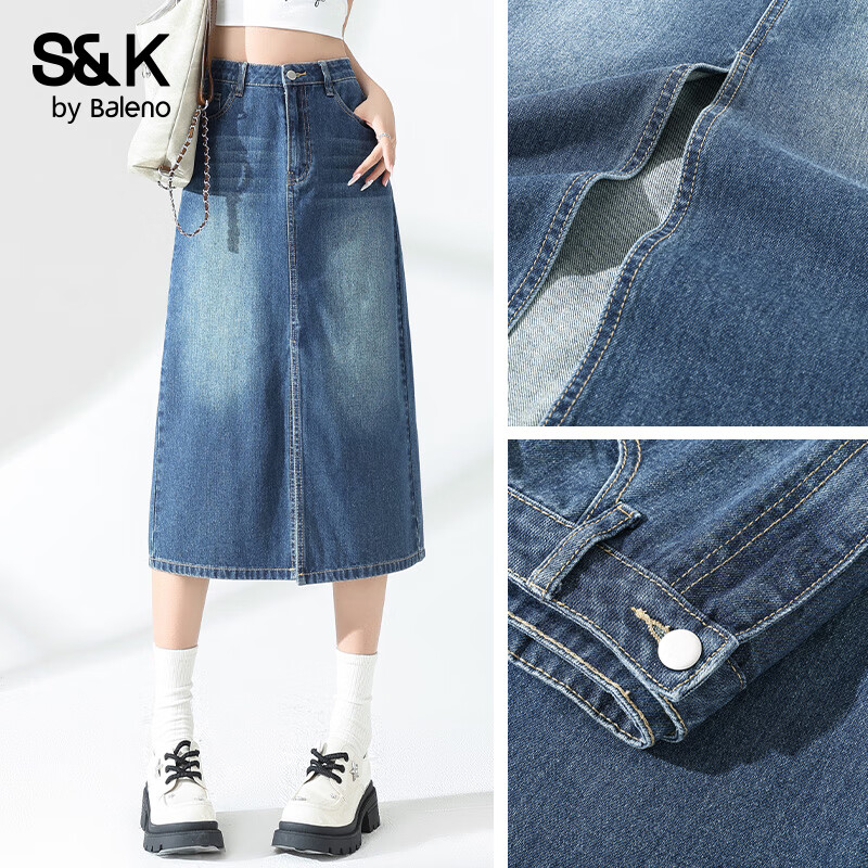 ����·BALENOţ�а�����ȹŮ2025�괺��Ůװ�¿��ʱ�����аٴ��A��ȹ�� ������#��ɫ XL