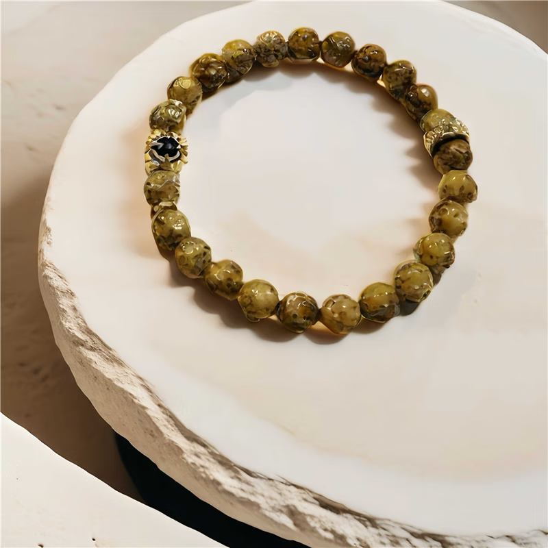 藏式黄金魔瞳鬼眼天珠单珠顶珠散珠背云配饰星月猴头手串diy配饰 单个：10mm