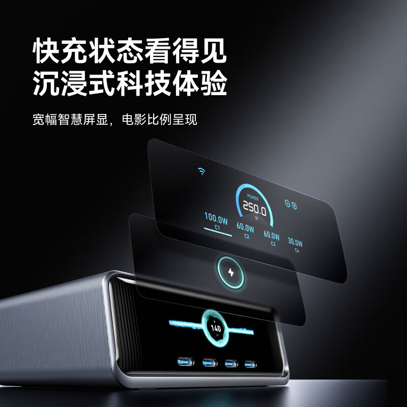 ANKER【苹果17上市】安克桌面充pro250W屏显桌面充电站Prime氮化镓type-c多口快充头适用iphone17笔记本 【250W氮化镓】智能屏显六合一|超级桌面充电站