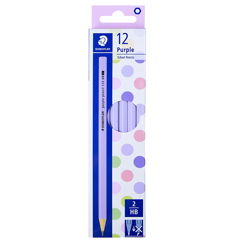 施德樓(STAEDTLER)HB鉛筆 經(jīng)典六角木桿小學生專用考試涂卡學生禮物開學必備12支/盒 馬卡龍紫133-HB-602