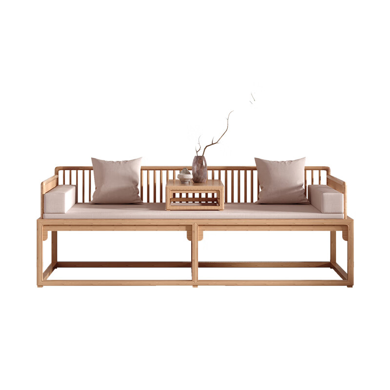 歌减2025新款新中式实木罗汉床多功能沙发床禅意茶室简约美人榻小户型 200*80*70(含炕几+坐垫靠枕)