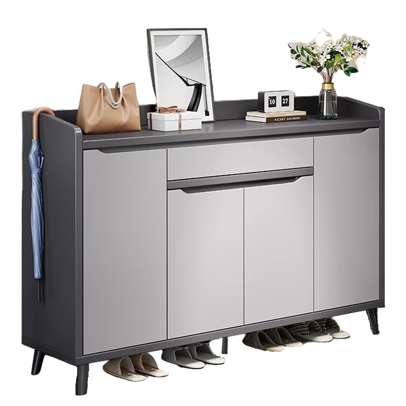 立太（LEADTEK）鞋柜门口入户柜收纳柜一体靠墙实木鞋架多层家用门外楼道玄关柜子 【热销经典-可放46码鞋】100*34*102CM雾灰｜16-19双鞋