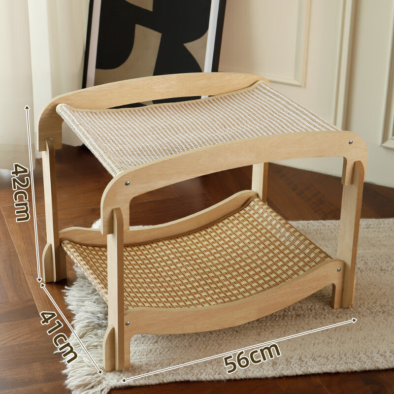 梵都宠舍剑麻猫抓板猫窝一体夏季双层猫床耐抓不掉屑上下铺半封闭式大空间 双层剑麻猫抓板猫窝20斤适用