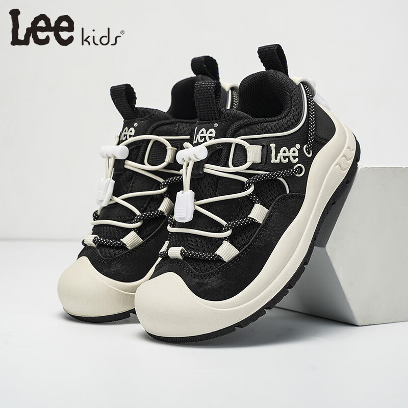 LEE KIDS童鞋秋季新款儿童防滑运动鞋男大童透气跑步鞋女童网面休闲鞋黑色 黑色 36 【建议脚长229mm】