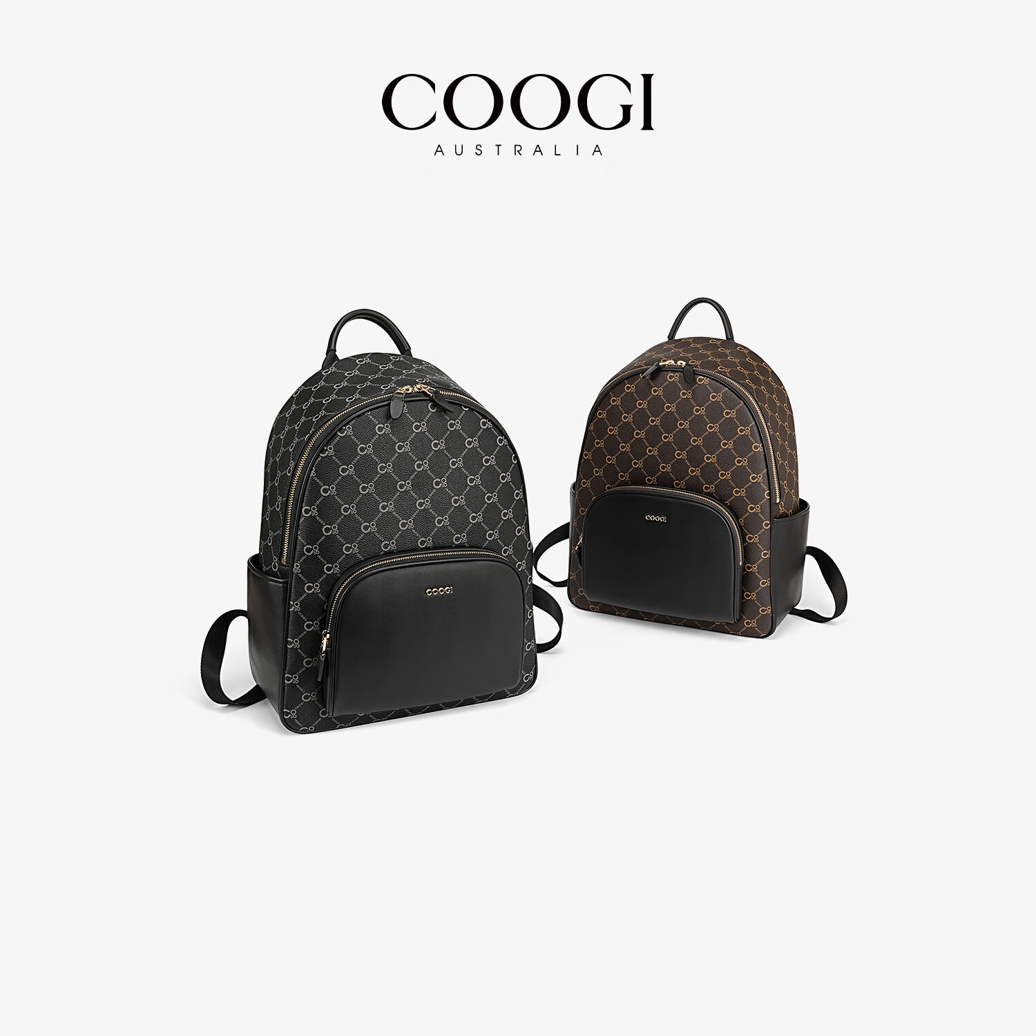 COOGI双肩包男士背包休闲商务笔记本电脑包大容量登山包旅行包羽毛球包 棕色 31*39*17CM