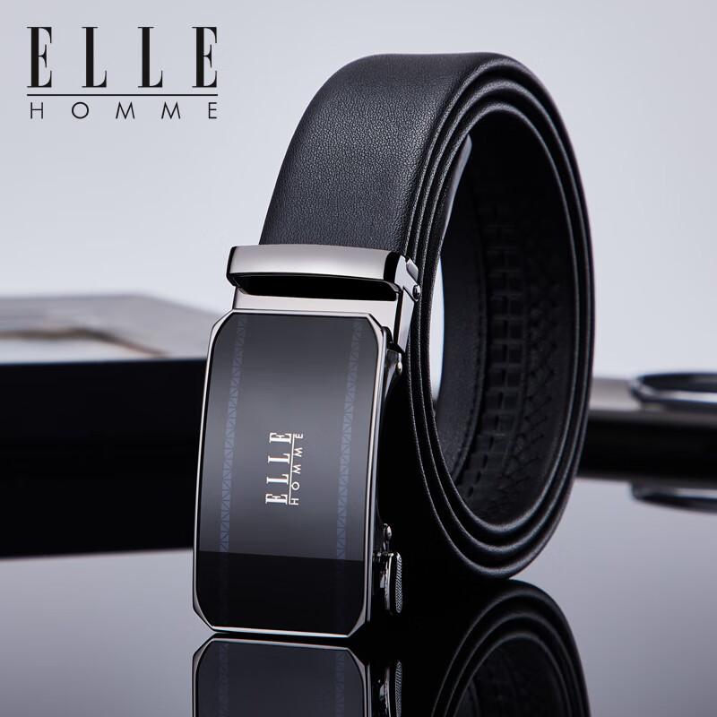 ELLE HOMME男士皮带男真皮自动扣男士腰带头层牛皮裤腰带生日礼物送男友老公 百搭枪色|专柜礼盒|902078A 1