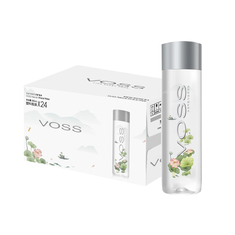 芙絲（VOSS）飲用天然礦泉水500ml*24瓶(塑料瓶)弱堿性水夏季限定裝