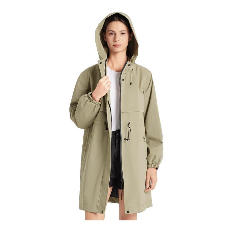 Freesmily时尚中长款日韩成人男女双层雨衣雨披徒步风衣防护外套旅游户外 1033-双层加厚-橄榄绿