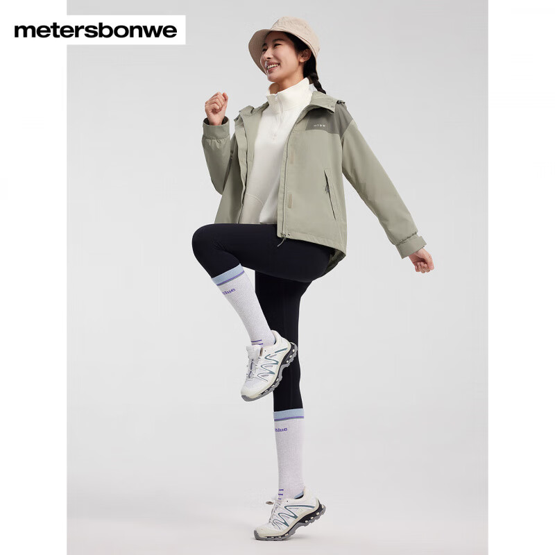 美特斯邦威[商场同款]夹克女2025春季款宽松户外夹克三防登山服外套 杏色组 M 160 84A