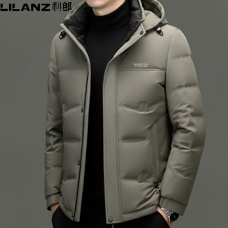 利郎冬季服男装中年时尚可脱卸帽保暖休闲外套潮 卡其 4XL 195/108A 建议185-200斤 京东折扣/优惠券