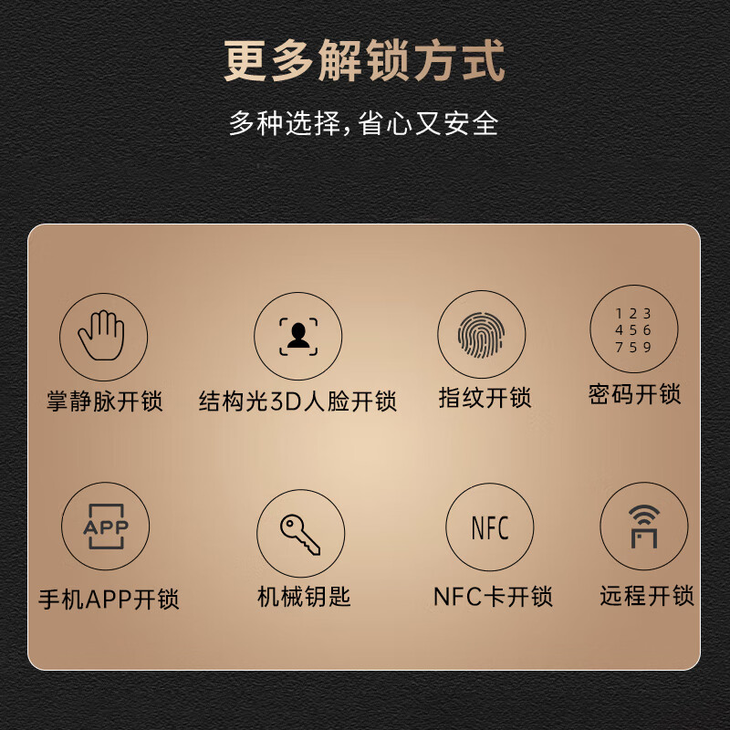 云丁智能门锁3D人脸密码锁家用入户门指纹锁掌静脉电子门锁包上门安装 【鹿客出品·旗舰款D60】【霸王锁体】