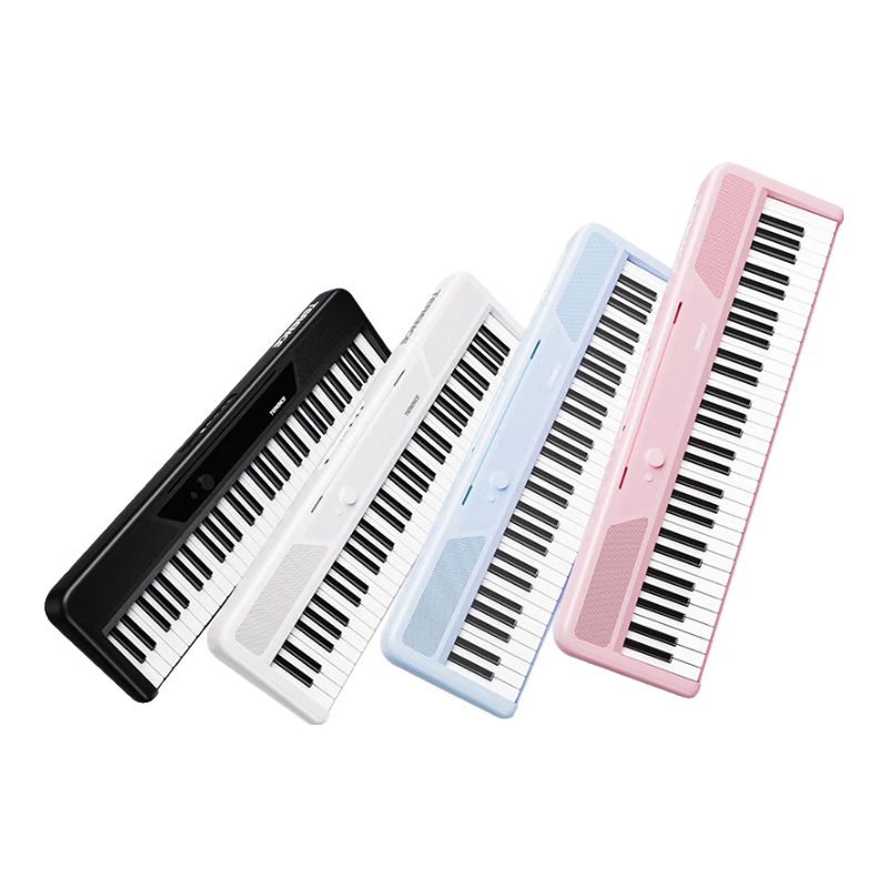 特伦斯TS04智能电子琴亮灯跟弹钢琴初学者成人儿童61键便携式键盘乐器 炫酷黑+终身学琴APP+琴包+琴架