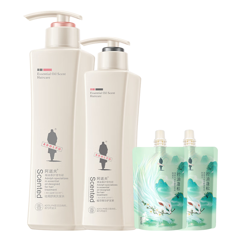 阿道夫祛屑舒爽洗護套裝 洗發(fā)水680ml+護發(fā)素420ml 精油香氛洗發(fā)露