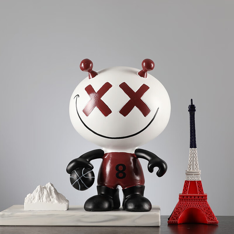 集思美现代抽象卡通打篮球造型摆件客厅书房卧室电视柜装饰艺术品摆设 白色