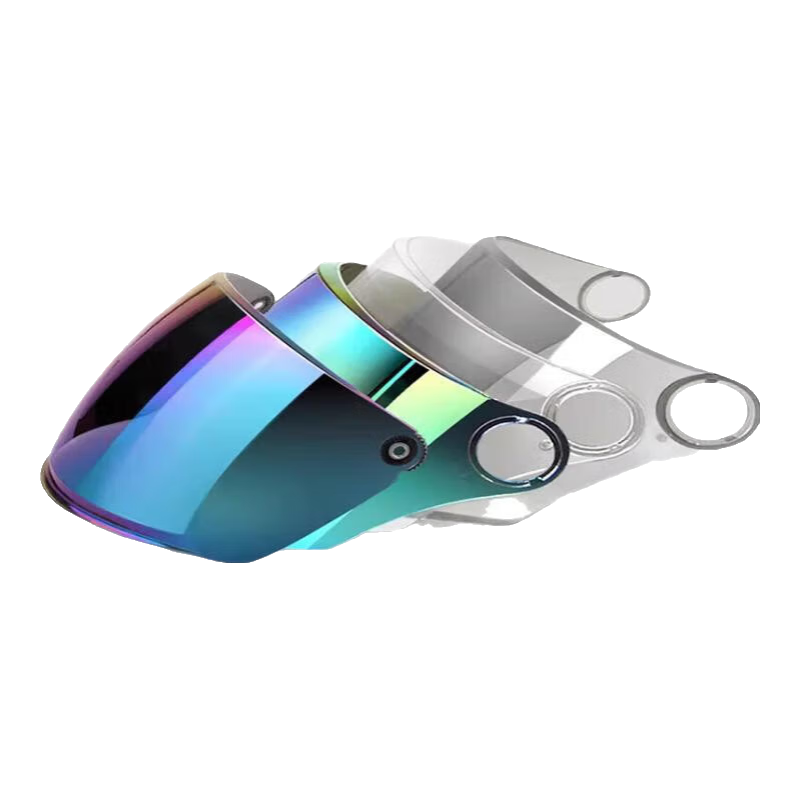 电动摩托车头盔镜片全半盔挡风镜面罩玻璃透明高清防晒雾配件通用 3.0高清长镜【圆孔无丁款】