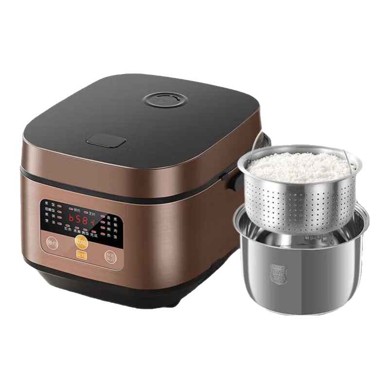 半球低糖电饭煲家用  米汤分离智能预约定时3-5升304不锈钢内胆小型4-7人用 多功能电饭锅 玫瑰金 3L 陶瓷釉内胆+304沥糖笼【1-3人】