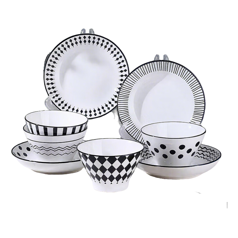 瓷魂 餐具套裝陶瓷碗具碗盤(pán)家用情侶碗碟禮盒套裝喬遷送禮 赫本12件套