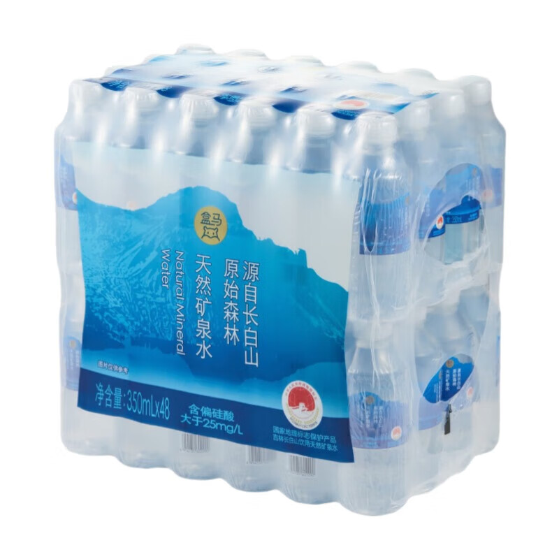 盒马 长白山天然矿泉水 350ml*48瓶 弱碱性天然矿泉水 48瓶 【新老包装交替】