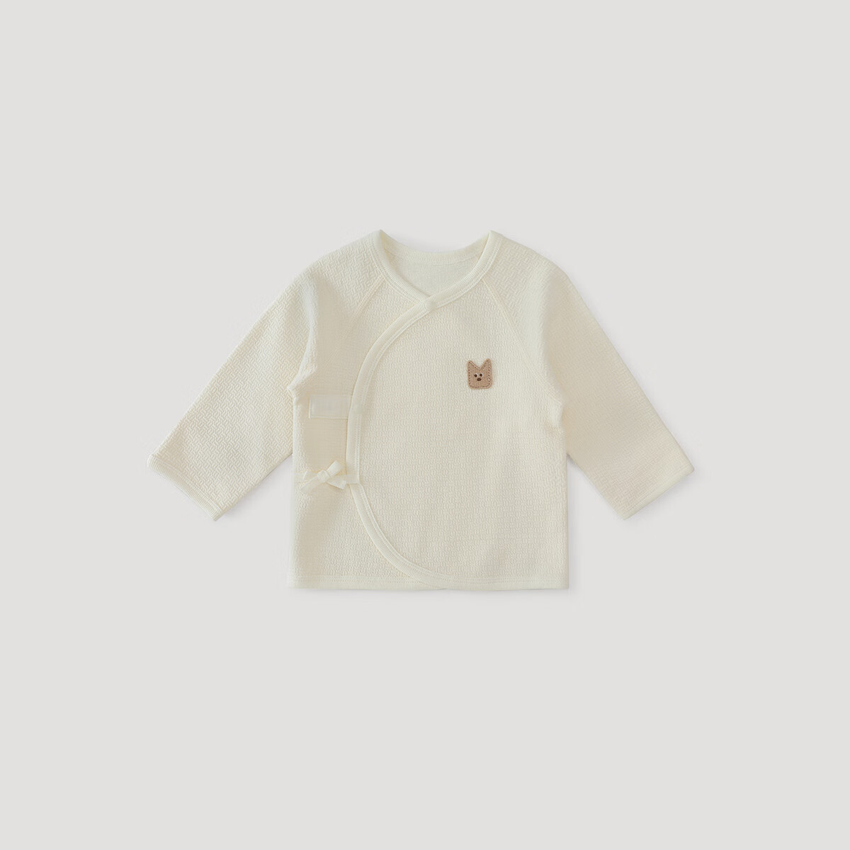 巴厘小猪新生婴儿上衣春秋莫代尔刚出生宝宝待产衣服四季睡衣初生儿和尚服 米色 52 cm