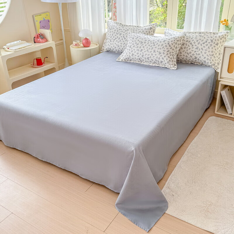 软贝 小清新四件套 透气亲肤 印花卡通简约田园套件被套床单床上用品 翩翩起舞 2.0m 床单款 四件套（被套200*230cm）