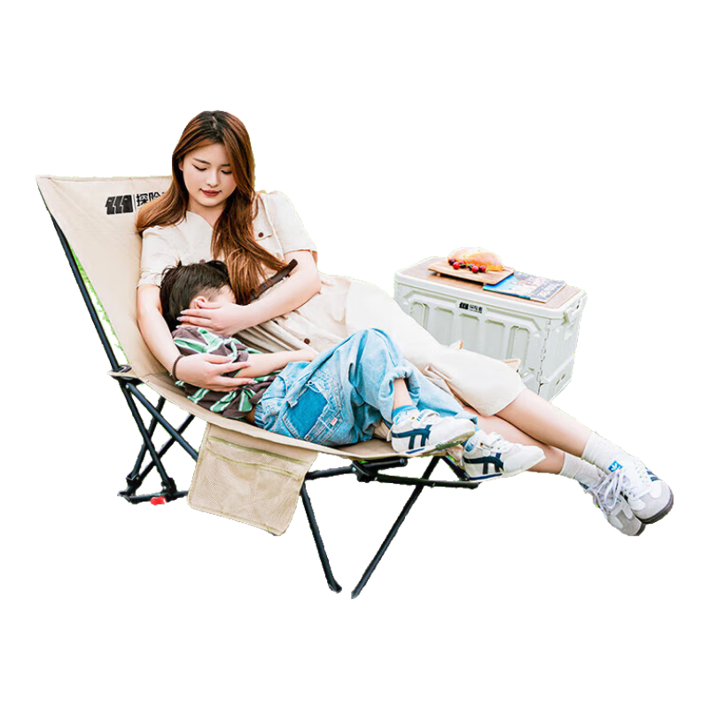 探險者探險者躺椅戶外折疊椅露營椅子月亮椅便攜午睡椅辦公室午休沙灘椅 【三檔可調(diào) 坐躺舒適】琥珀卡