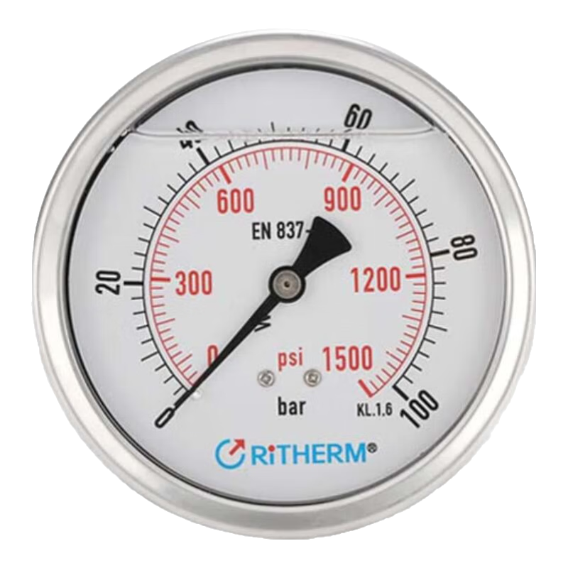 RITHERM壓力表氣壓表充油耐震YN-100液壓自來水壓高品質(zhì)高精度0-16barmpa 0 - 16 bar/psi