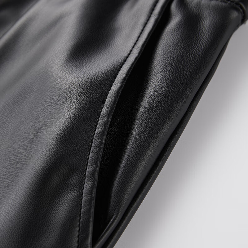 太平鸟女装高腰显瘦束脚裤简约牛仔裤气质弹力直筒休闲裤合集 PU香蕉裤 M