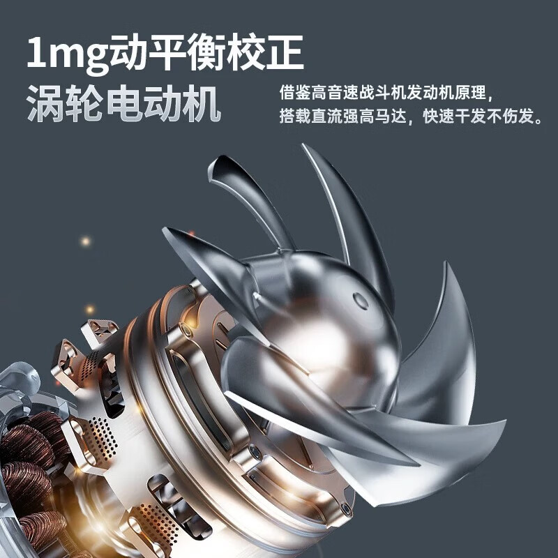 米智能通用吹风机家用静音负离子大功率不伤发折叠3000高速大风力 【闪银蓝】无界3000-折叠AI感温