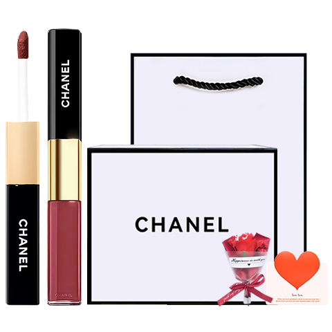 香奈兒（Chanel）口紅唇膏絲絨雙頭唇釉持色coco可可小姐禮盒裝 七夕情人節禮物 雙效持色唇釉 182#栗子奶凍