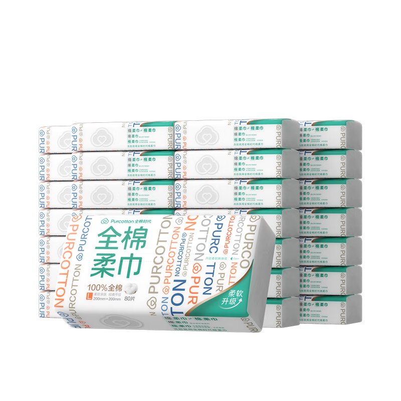 Purcotton/ȫ��ʱ�� L�봿����� һ����ϴ���� 20cm*20cm 80�� 36�� 359.9Ԫ