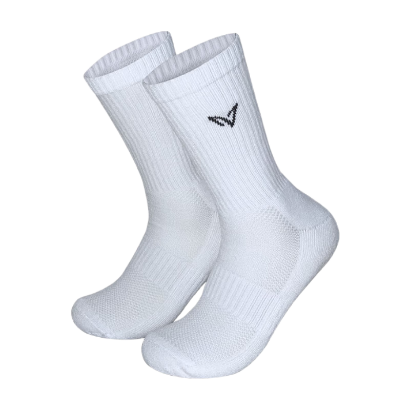 维动 VEIDOORN休闲运动袜子中筒袜毛巾底男士透气白色长袜美式扎袜潮 运动休闲袜白色（三双装） 均码