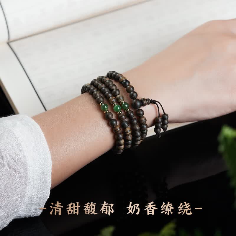 罗梅达尔沉香手串沉水级文玩108颗佛珠念珠手链女士款送老婆女友生日礼物 【和田玉款】沉水级达拉干沉香6mm