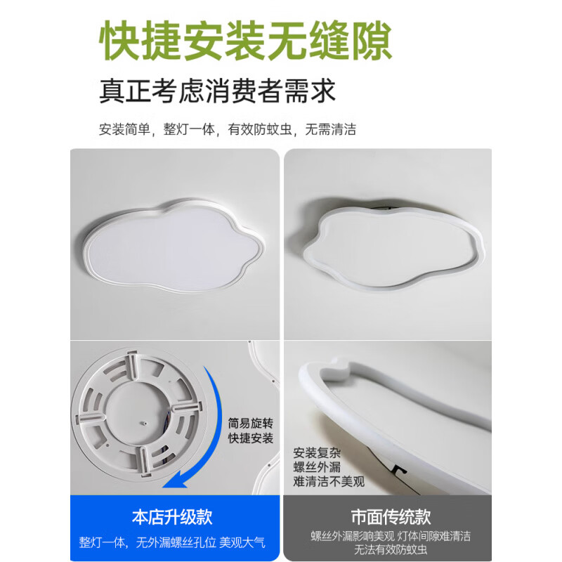 君御云朵吸頂燈臥室燈全光譜客廳主燈奶油簡約兒童房護眼燈具中山 以下選項[經典云朵系列]