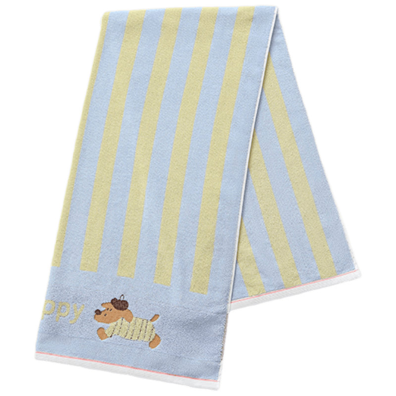 三利浴巾纯棉100%棉不易掉毛吸水速干浴巾女男士洗澡通用  蓝色运动