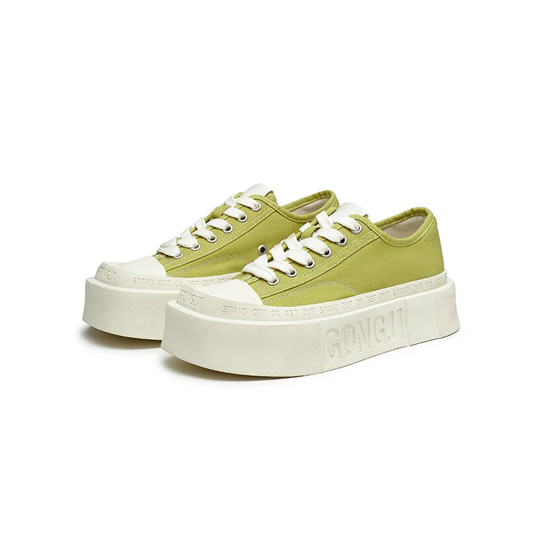 共迹gongji梓瑜同款厚底帆布鞋板鞋2025新款男潮鞋休闲鞋子女情侣鞋 甜茶绿/偏大一码 40 W(253mm)