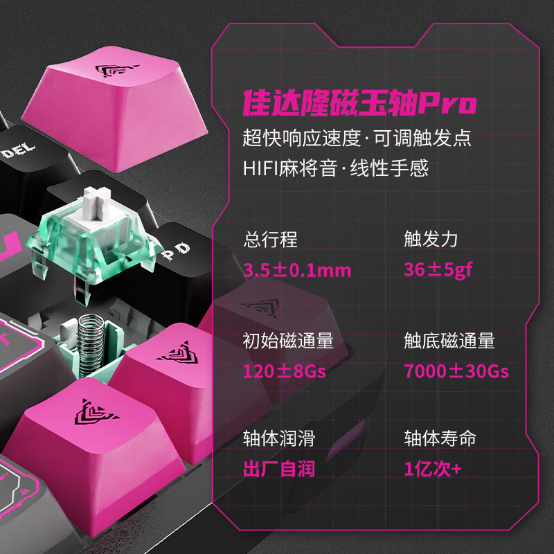 御斧(Royal Axe)X68全铝精雕机械键盘单模有线热插拔急停磁轴RGB灯效客制化 全键无冲16K扫描率电竞游戏专用RT0.01 极光绿【X68御先锋】68键 桃晶磁轴 68键