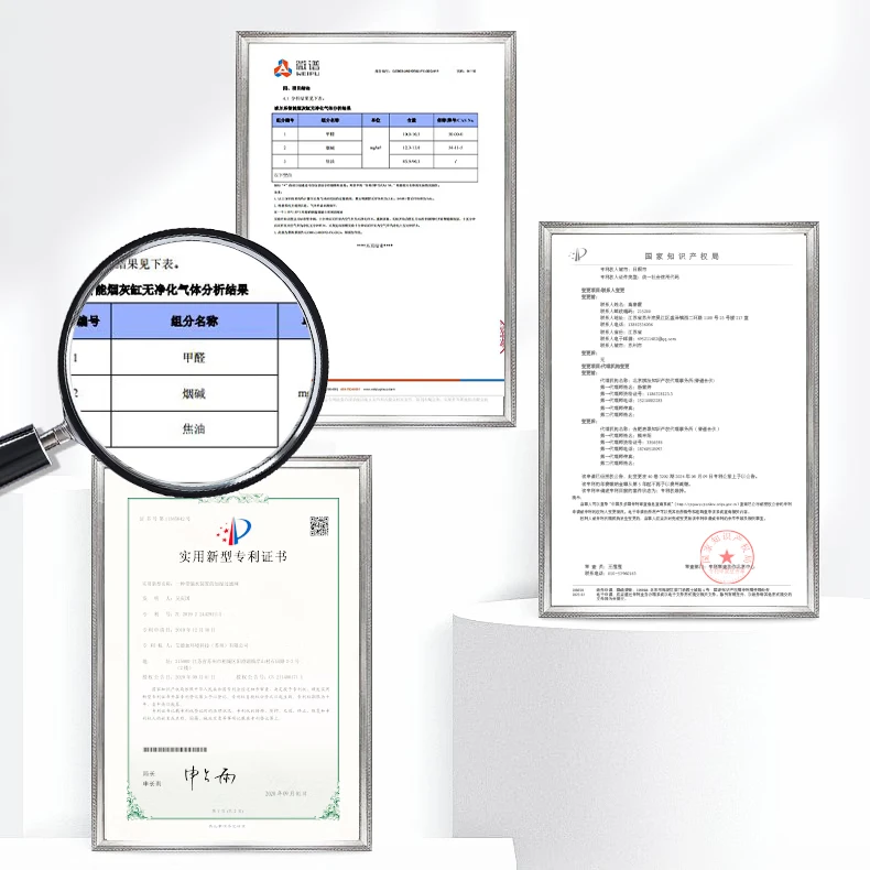 浦尔乐智能空气净化器桌面四重净化中秋节礼品送男友送长辈防飞灰除二手烟除异味甲醛过敏原家用办公室 雅致银【两套耗材+烟灰缸】